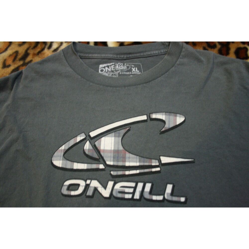O'Neil Grey Gray Plaid Long Sleeve Y2K Surfwear Vintage ONeil Skater XL
